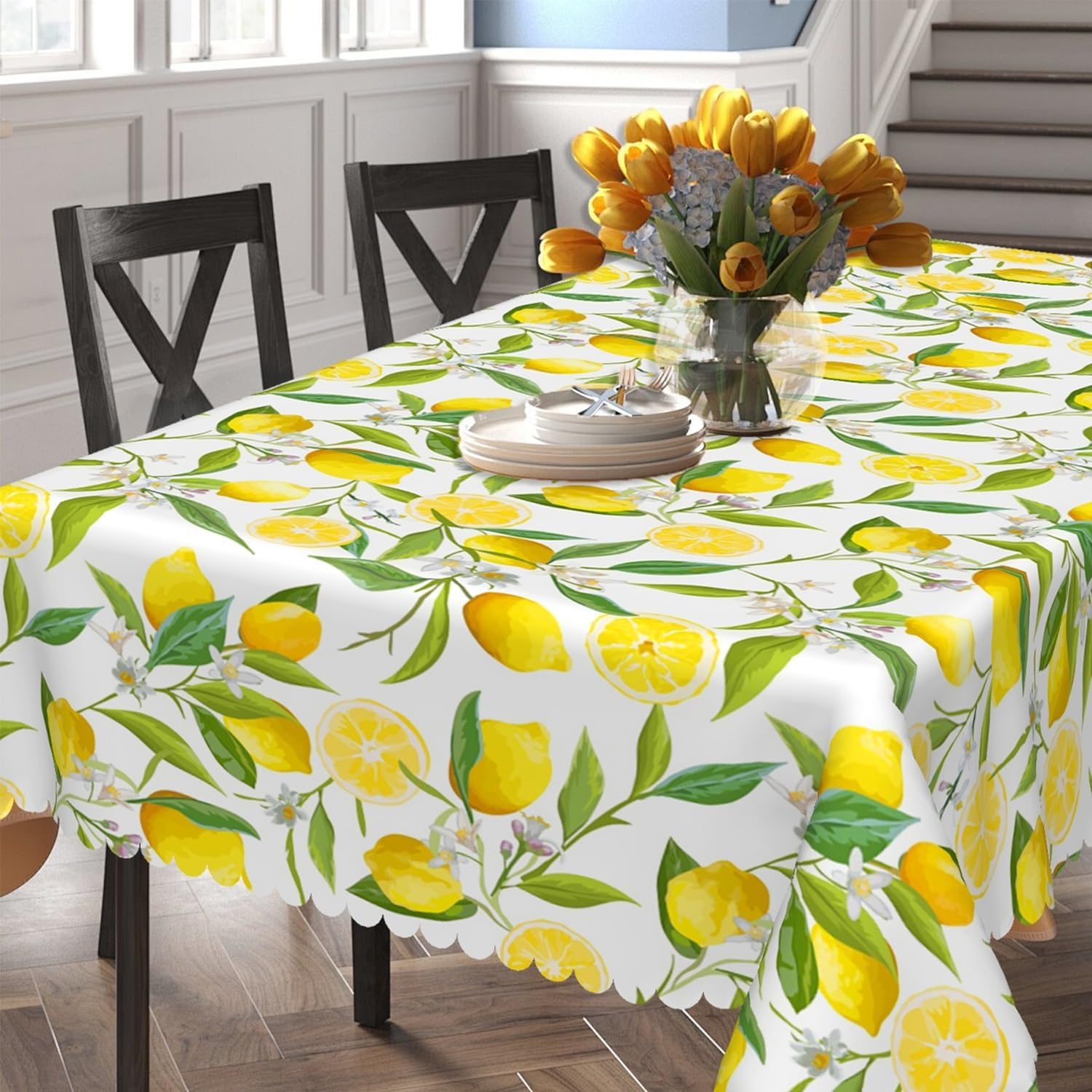 Lemon Tablecloths Rectangular Lemonade Table Cloth Lemon Themed Fabric Waterproof Table Cover for Birthday Baby Shower Parties Picnic Kitchen Home Dining Tabletop Decoration 54x108inch