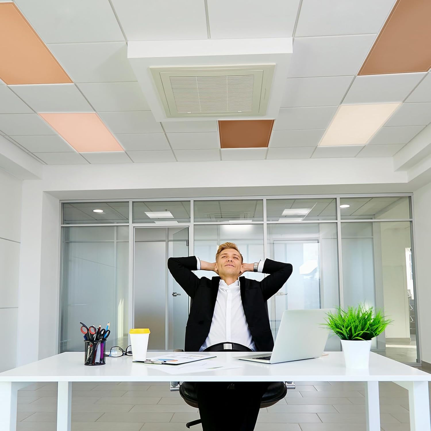 QOUBAI 6PCS Fluorescent Light Covers, 4x2 Feet Magnetic Light Cover Fluorescent Lights Shade Panel Positive Inspirational Ceiling Lights Filters for Office Classroom Home Drop Ceiling Brown