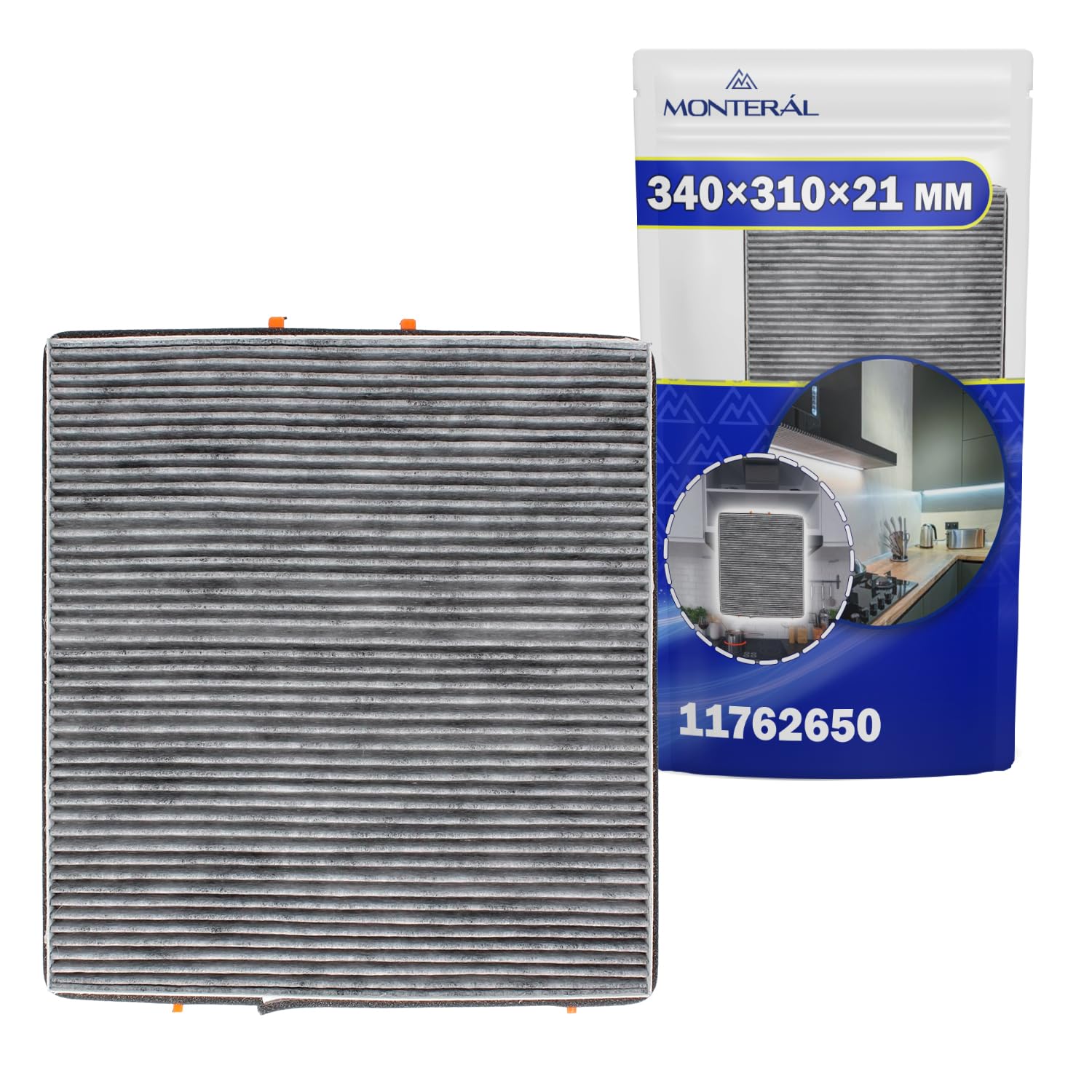 Filtr z węglem aktywnym DKF 25-P DKF25-P DKF25P 340x310x21 mm okap kuchenny z oryginalnym kodem 11762650 28996430EU1 do Miele - MONTERAL