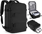 TORIBIO Carry on Backpack Women, Waterproof Laptop Travel Bag | Carry on Backpack with Shoe Compartment Wet Pocket and USB Charging Port for College Business Outdoor Sports Hiking, Black