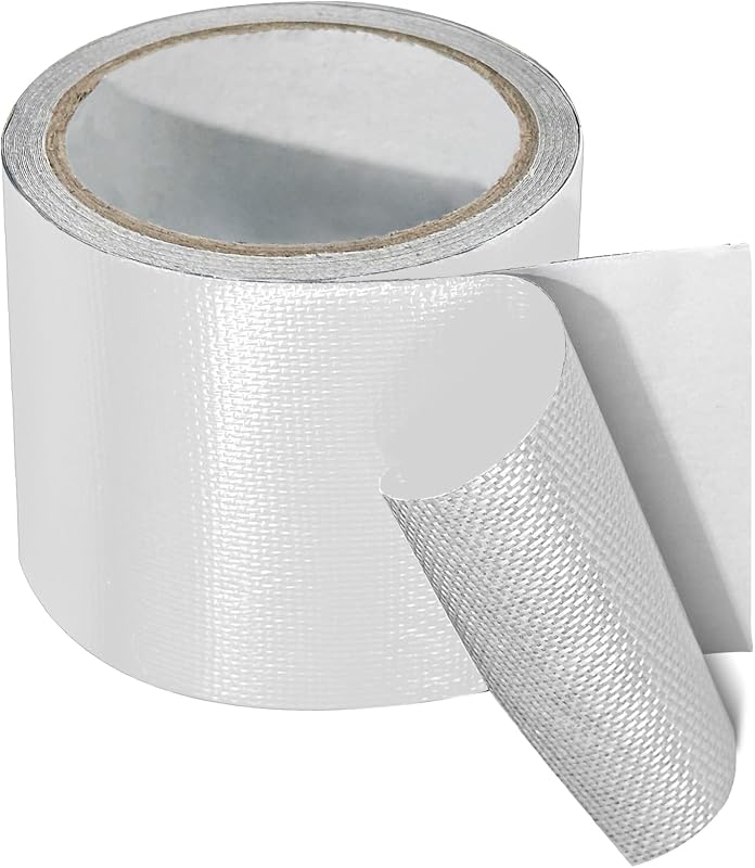 Waterproof Repair Tape for RV Awning, Tarp, Fabric, Tent, Boat Covers, Sail | Heavy Duty Outdoor Repair Patch, UVproof, 4 Inch x 25FT, White