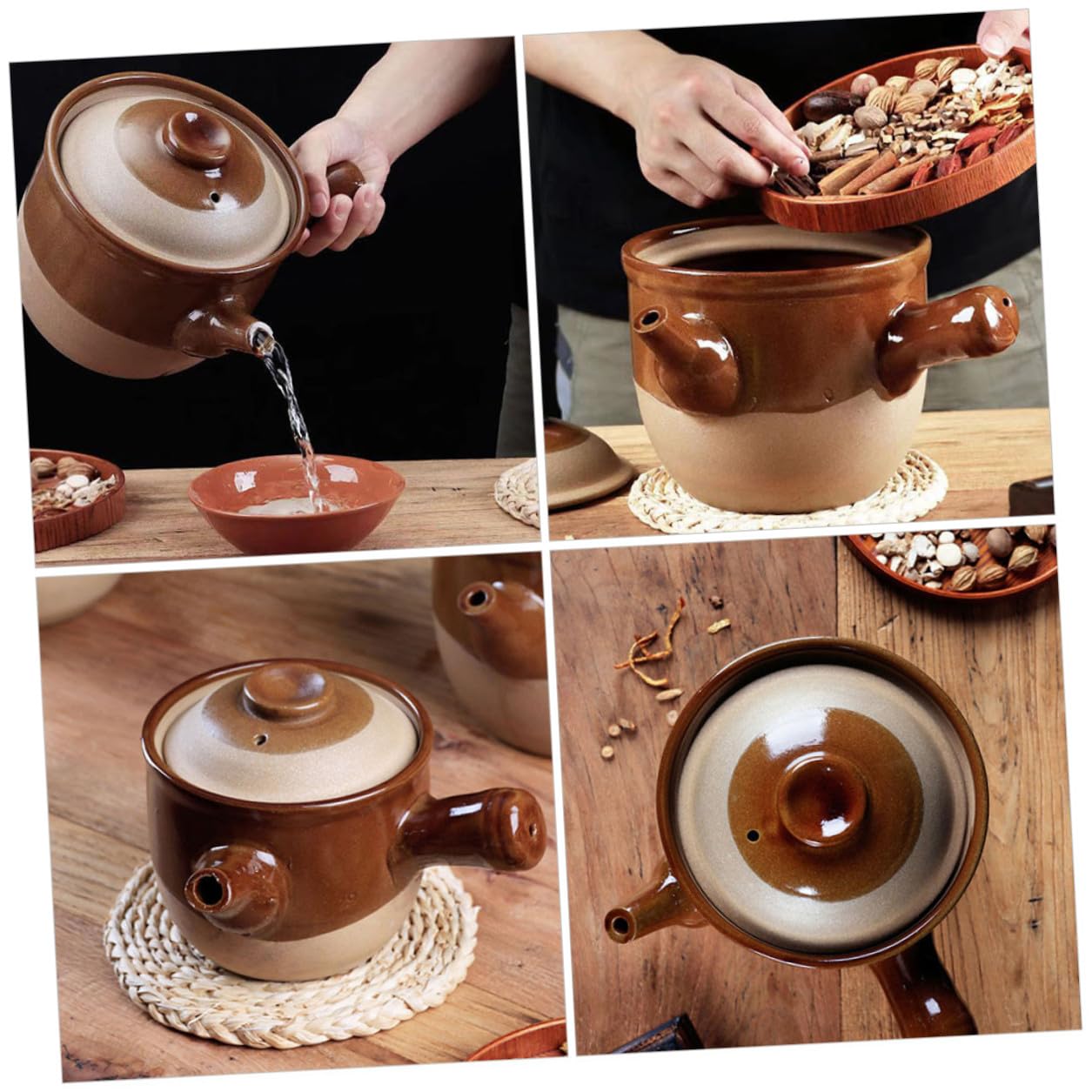 Lurrose de Barro Almacenamiento de Calor para Cocinar Medicina Tradicional de 3l Olla Pequeña de Alfarería Adecuado para Cocina en Casa
