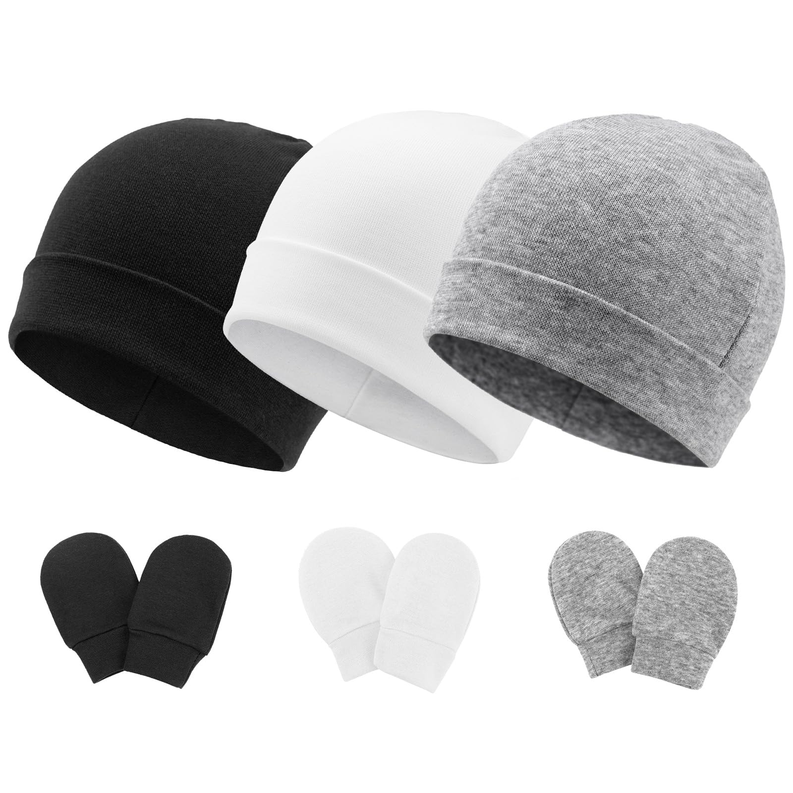 DRESHOW Neugeborenes Baby Mütze Hut und Handschuhe Set Beanie Bekleidung Unisex Infant Hut Kindergarten Mütze Baby Jungen Mädchen 0-6 Monate