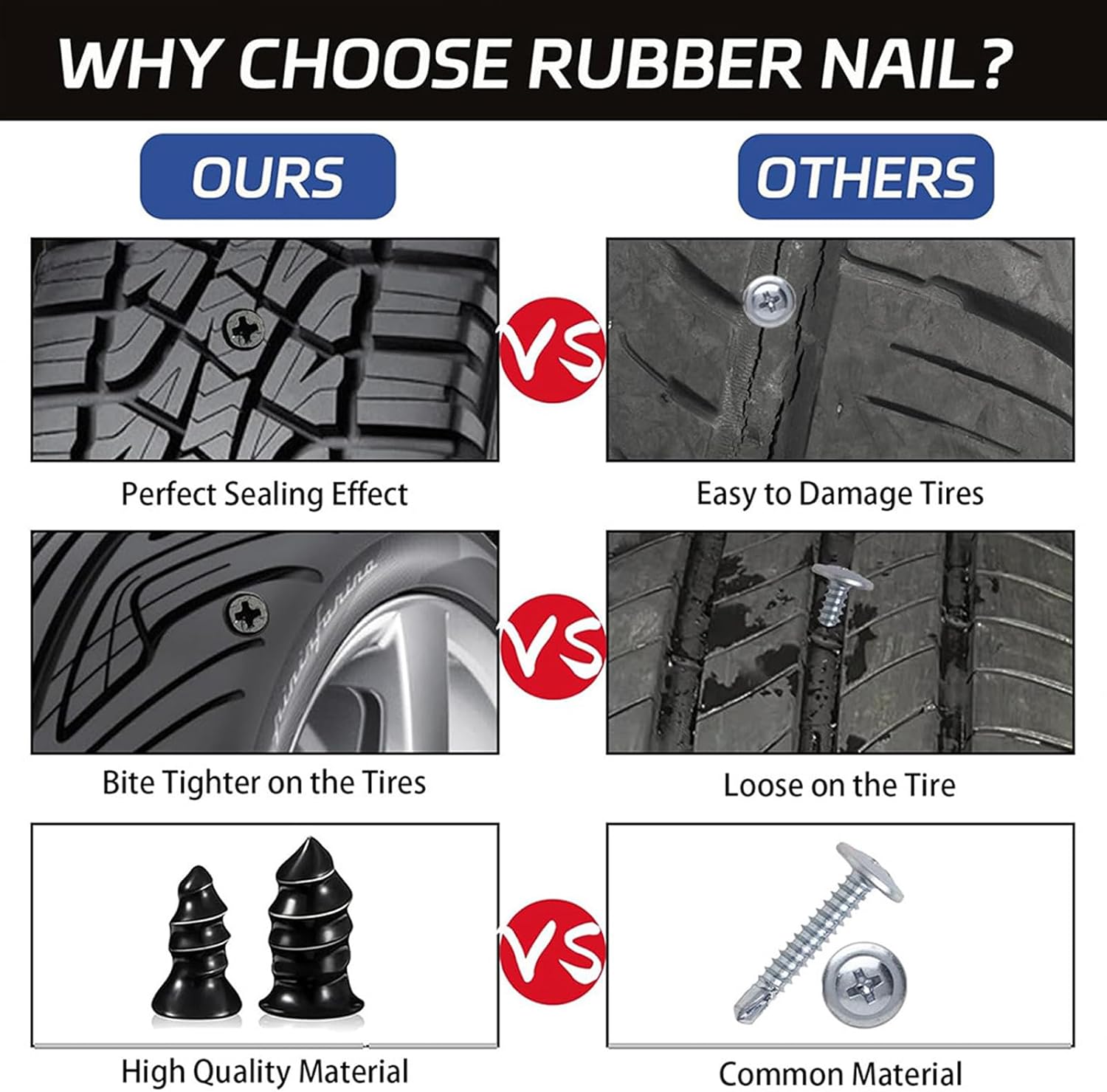 Tire Repair Rubber Nail for Buick Enclave 2007-2025 Vacuum Tire Repair Kits Tire Puncture Repair Fast Self-Service Tool,50Large+50Small