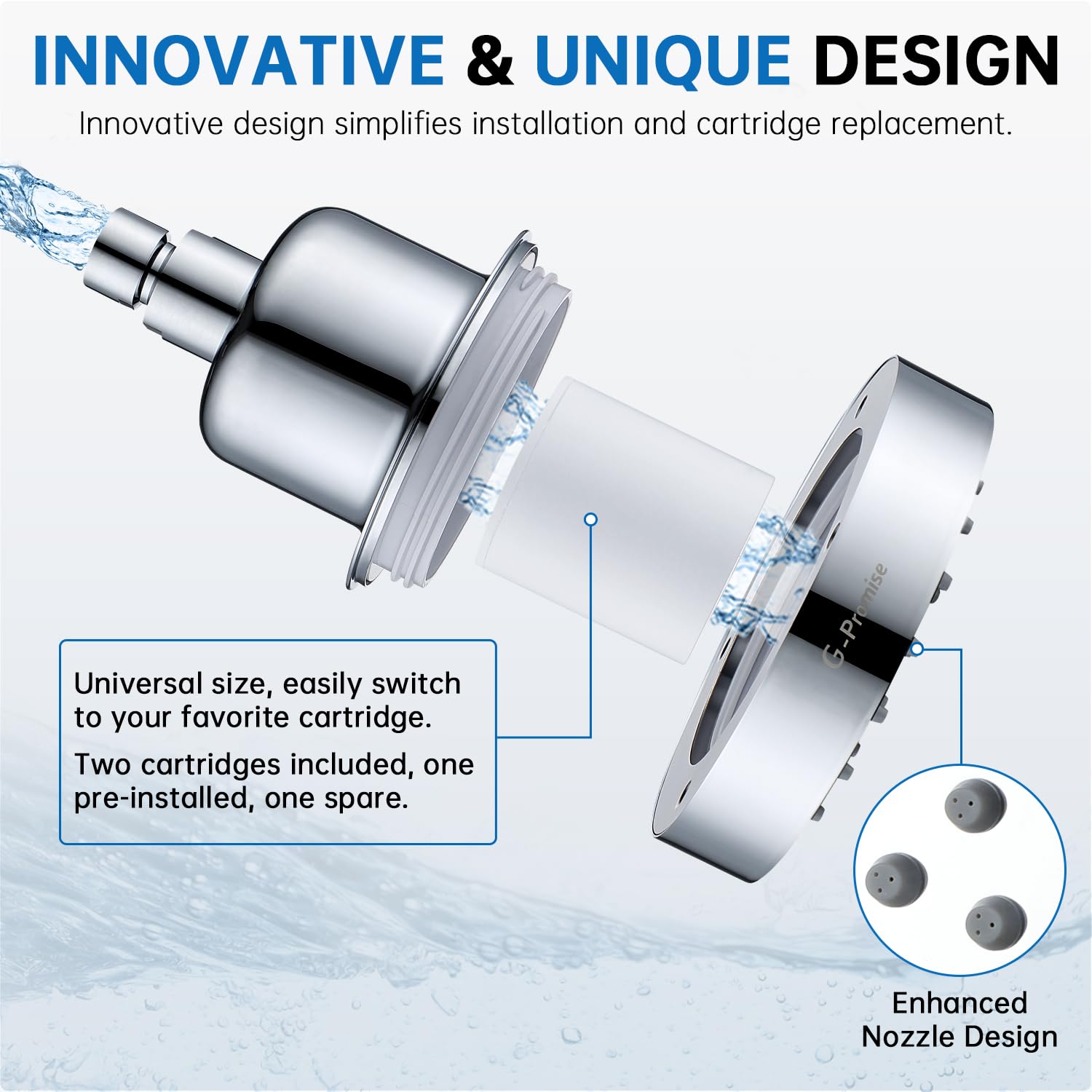 Snapklik.com : G-Promise All Metal 6 Inch Rain Filtered Shower Head For ...