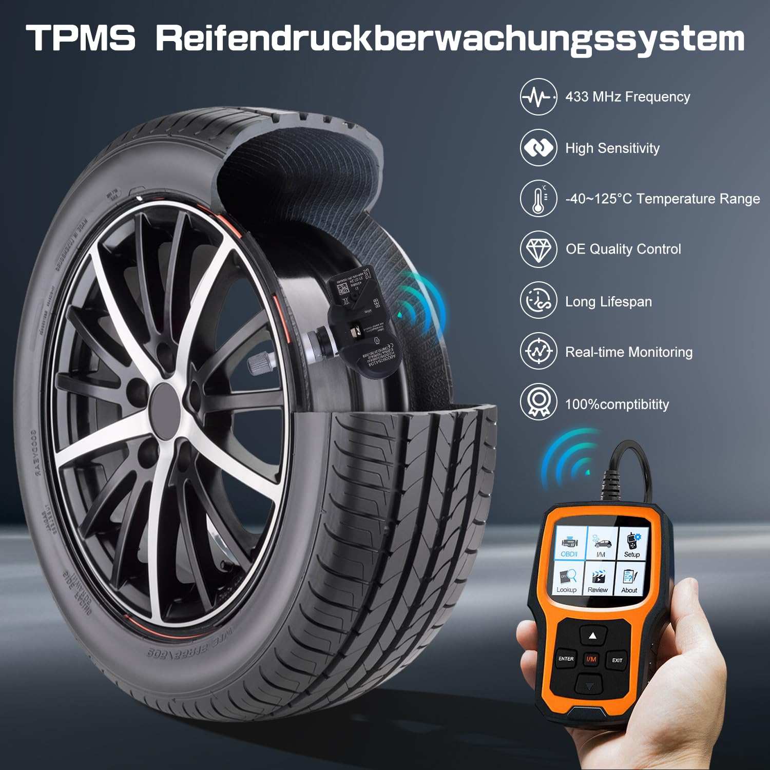 LICHENGTAI 4pcs TPMS sensore pressione pneumatici A0009054104 compatibile con Mercedes Classe A e B Classe E CLA CLS GLA GLB GLE GLS Sprinter RDKS Sensor sistema di controllo pressione pneumatici