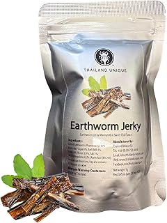 Thailand Unique Marinated Earthworm Jerky - 5 Gram Bag of Dehydrated Edible Insects for Humans, Nutritious Bugs Superfood Weird Unusual Snack Gift