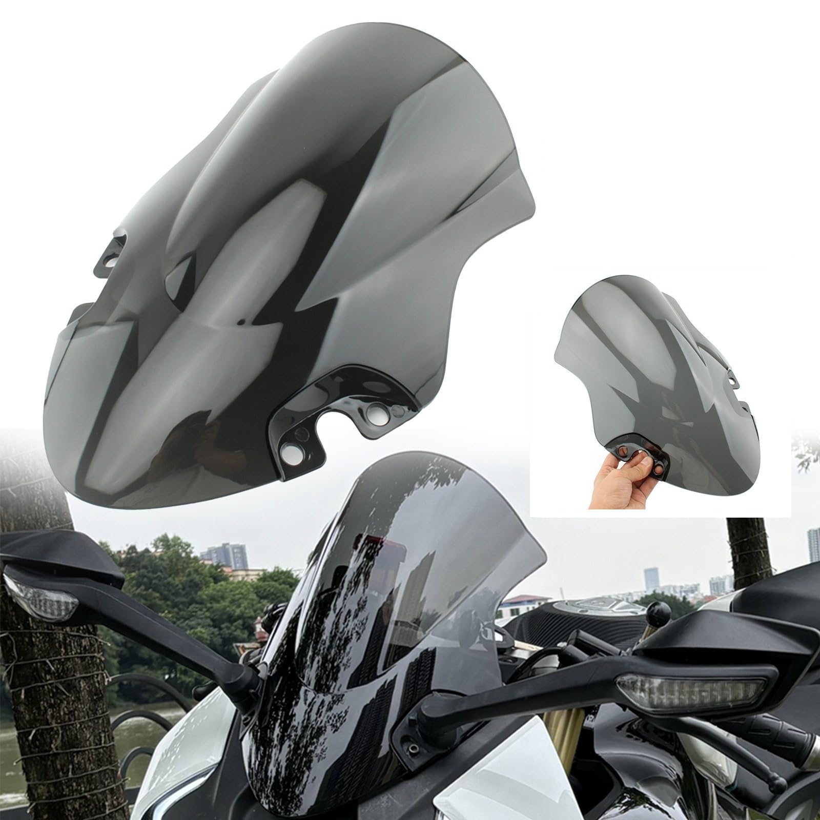 Sponsored Ad – Front Windshield WindScreen Fairing Wind Deflector For CFMOTO 450 SR 2022-2023 Grey