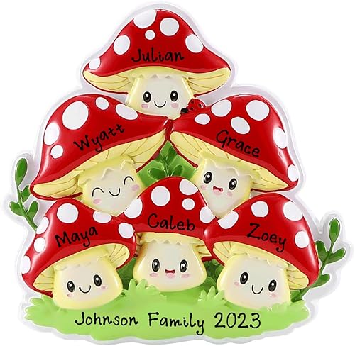 Miniatura 9 de Nuevo adorno de Navidad personalizado de la familia de hongos de la suerte 2023  Familia de hongos decorativo por la mañana de Navidad, adorno