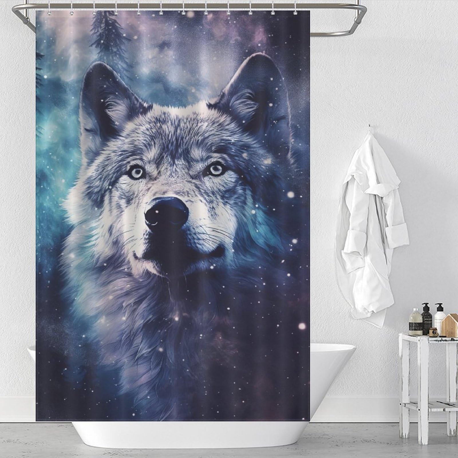 Rideau de douche loup créez une ambiance nature relaxante dans votre salle de bain familiale