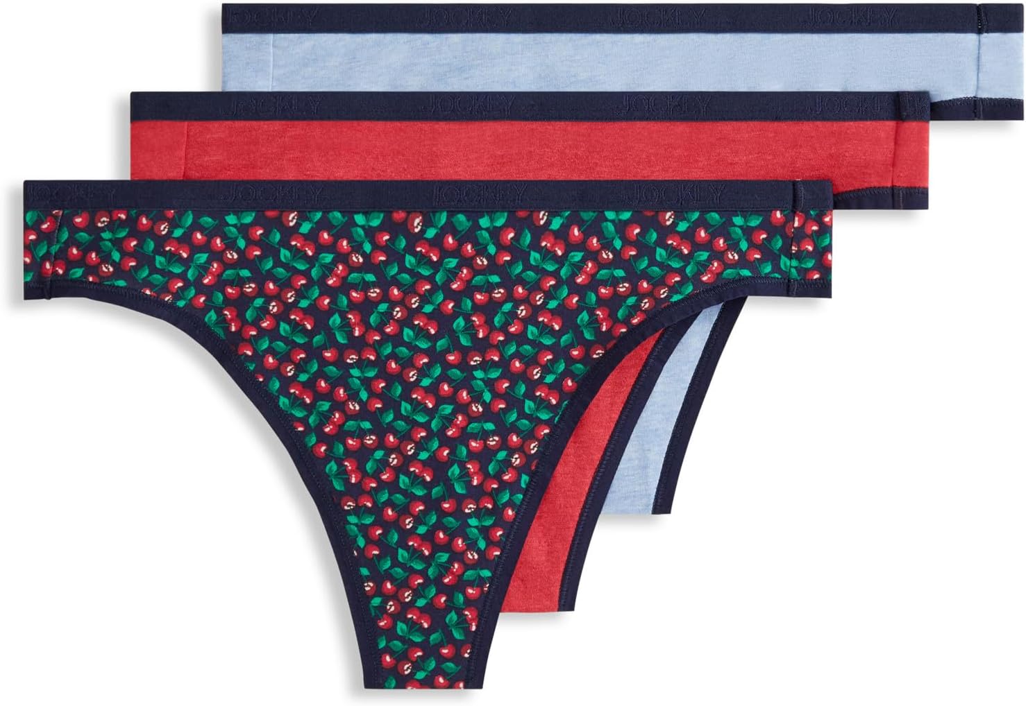 Jockey Women's Underwear Organic Cotton Stretch Logo Thong - 3 Pack