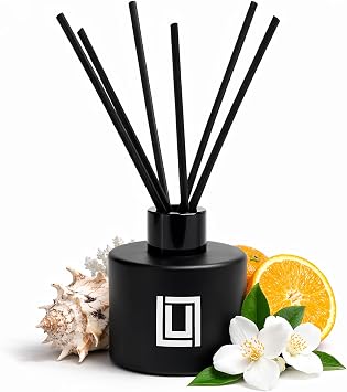 Lulu Candles | Reed Diffuser Set | Ocean Breeze | 6 Reed Sticks | Scent Diffuser for Bedroom Bathroom Living Room & Office 4.2 FL Oz.