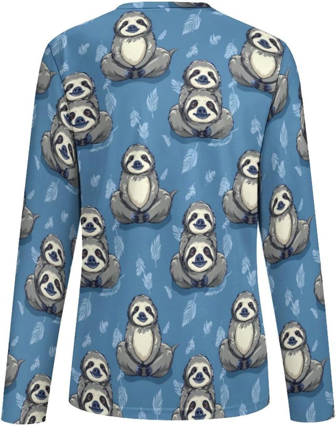 Funny Sloth Women's Pajama Top Sleepwear Pajamas Sleep T-Shirt Long Sleeve Shirt Crewneck Tee