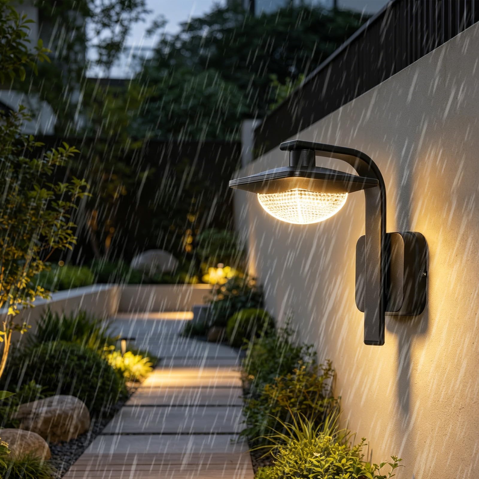 LED Schwarz Wandleuchte Aussen IP65 Wasserdichte Wandlampe Modern Kreativ Design Acryl Aluminium Wandbeleuchtung Außen/Innen Dekoration für Garten Villa Flur Garten (B,Warmes Licht)