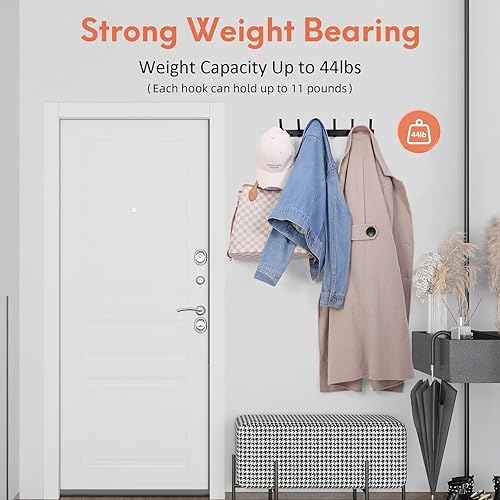 Miniatura 3 de Paquete de 2 percheros para montaje en pared, ganchos de pared para colgar abrigos, ganchos de pared para colgar, organizador de sombreros, perchero