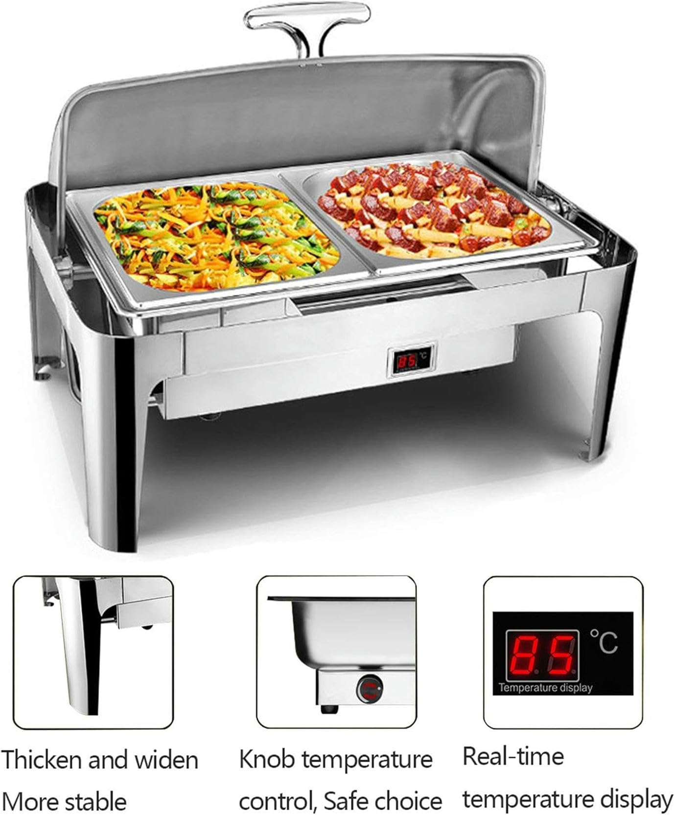Calentador de alimentos para catering, calentadores y servidores de buffet de 9 litros, soporte comercial para alimentos, suministros de catering para mantener los alimentos frescos y deliciosos, 600