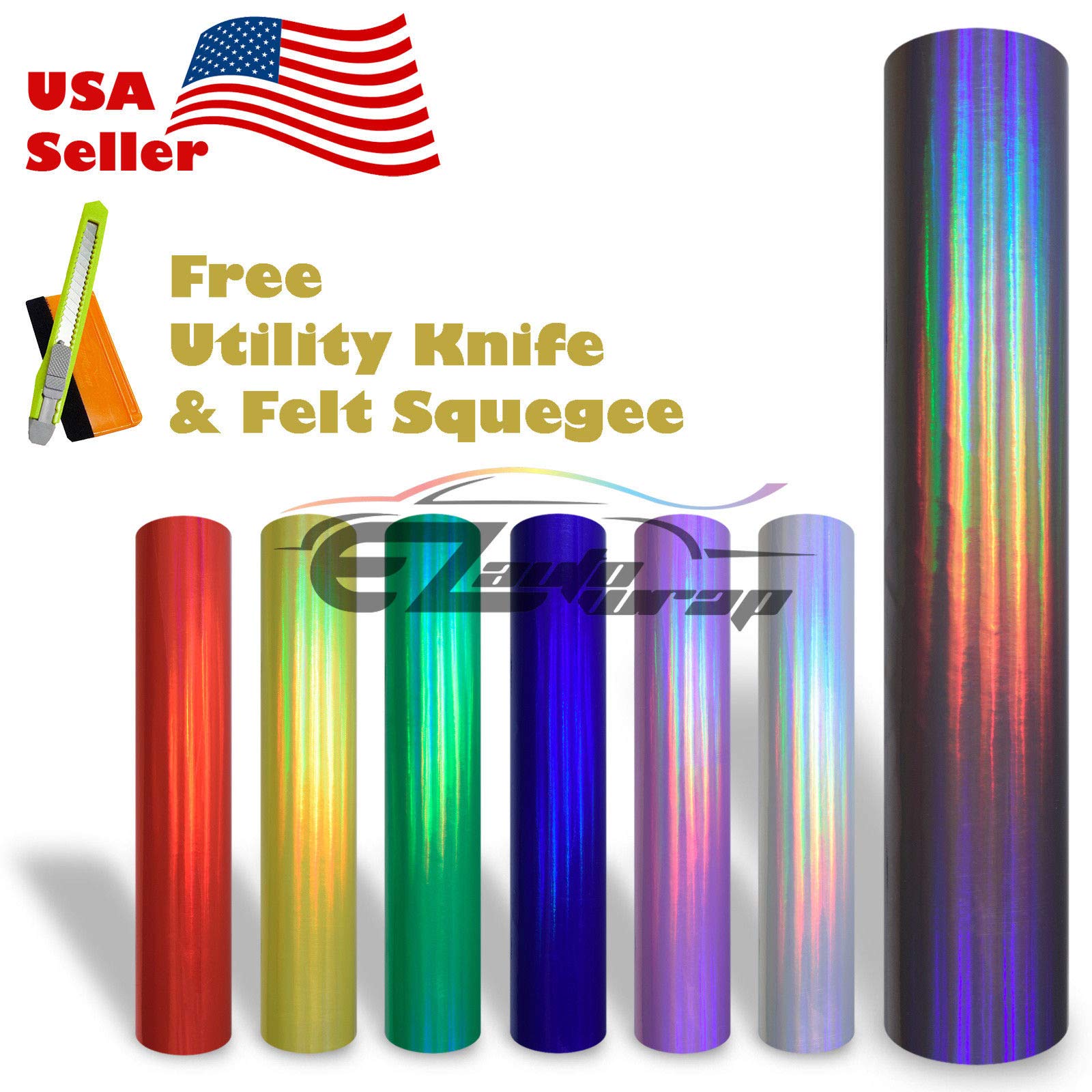 Buy EZAUTOWRAP Sample Red Holographic Rainbow Neo Chrome Car Vinyl Wrap