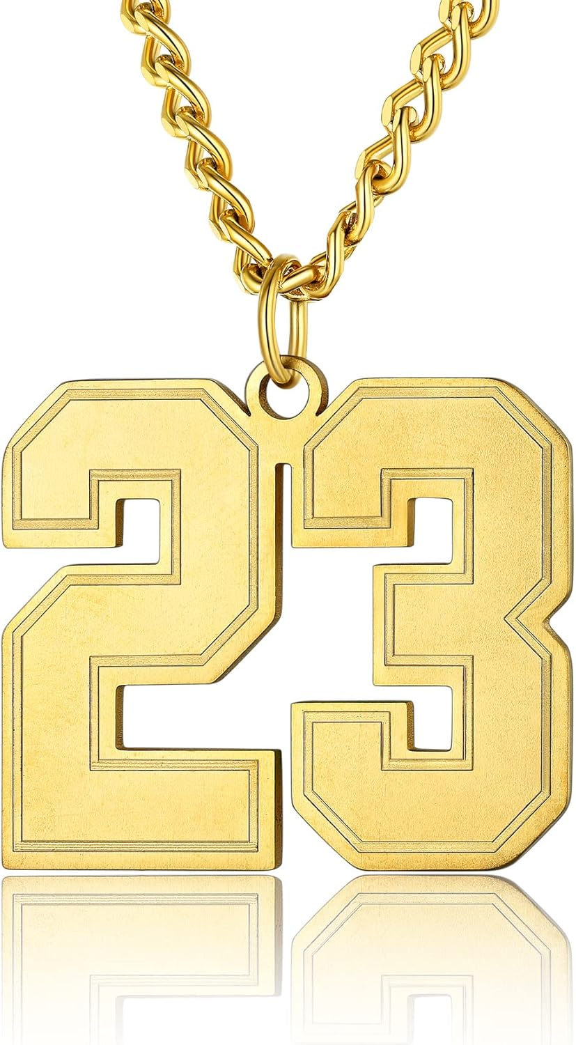 KeyStyle Number Necklace For Men Women, Custom Youth Baseball Necklaces with Numbers for Boys, Personalized Jersey Number Chain Sports Fans Pendant Soccer Football Basketball for Girls