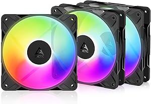 ARCTIC P12 Pro Reverse A-RGB – 3 Pack – 120mm Premium Fan with Reverse Airflow, PWM Fan with Y Cable Splitter, 500-3000rp…