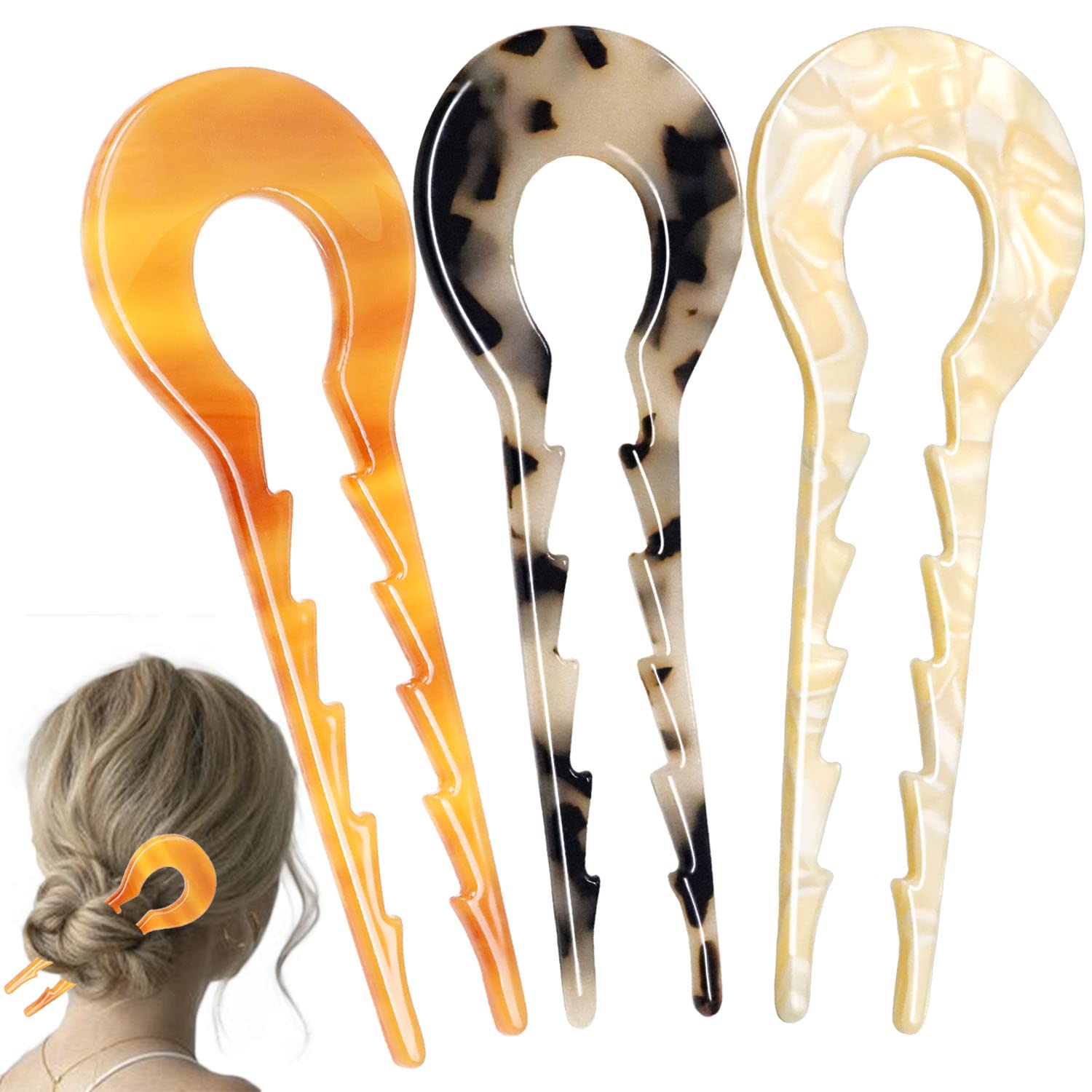 LAPOHI 5.3 Inch 3 PCS Large U Shaped French Hair Pins