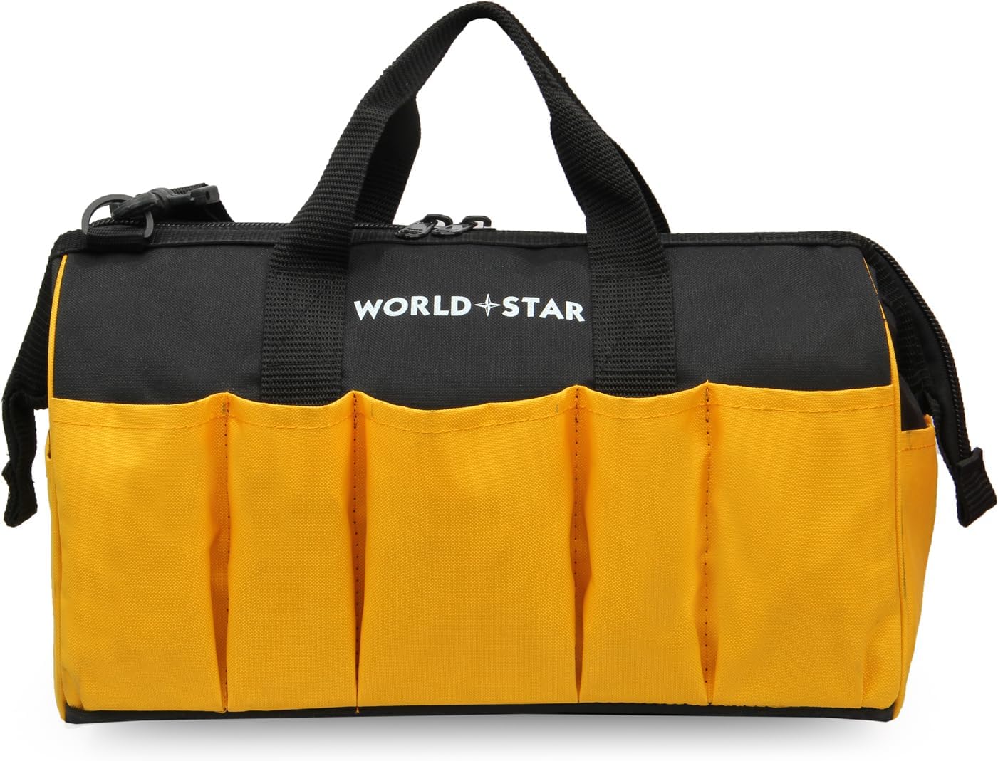 World Star Tool Storage Bag Portable Tool Tote Zipper Bag | Black::Yellow|(1012)