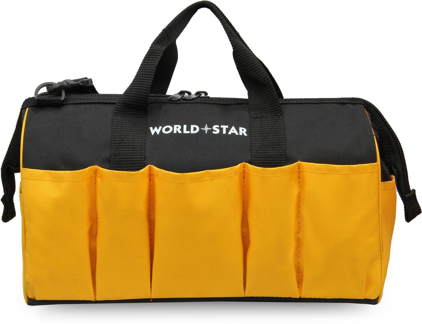 World Star Tool Storage Bag Portable Tool Tote Zipper Bag | Black::Yellow|(1012)