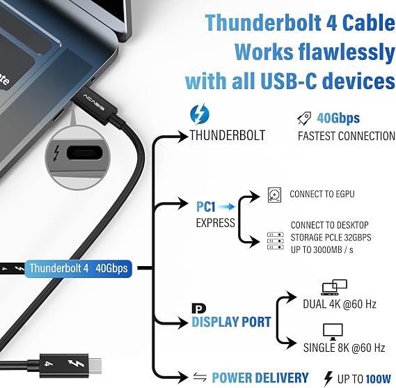 ACASIS 40Gbps M.2 NVMe SSD Enclosure, Upgraded Sturdy 8TB USB-C Aluminum External Hard Drive Enclosure with thunderbolt 4 cable 6.6ft/2m