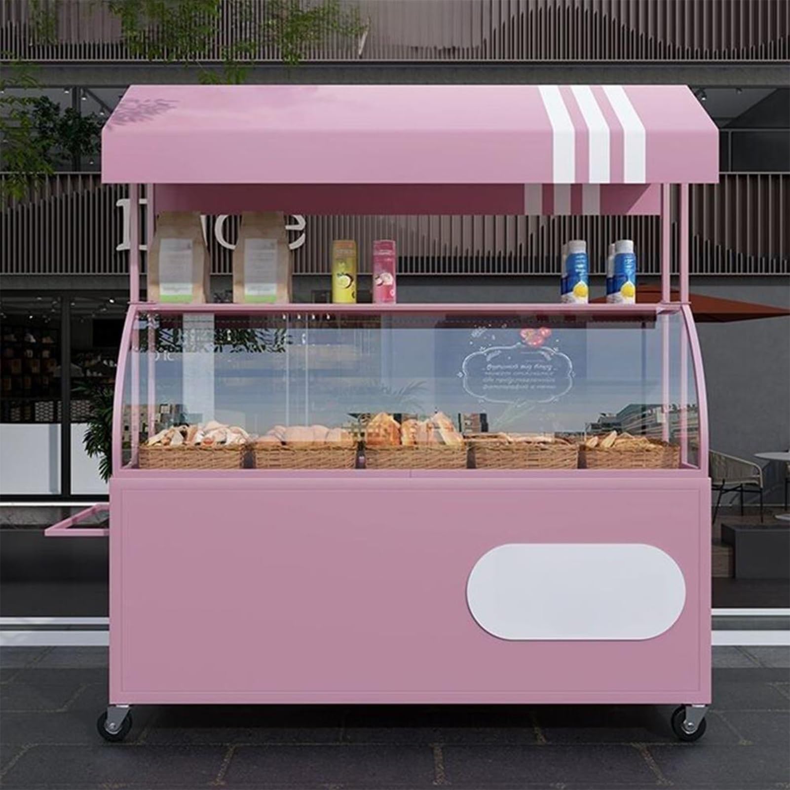 le Chariot de nourriture avec Canopy Street Présentoir de vendeur pour événements Portable Food Stand Outdoor Catering Equint Food Truck Stand Commercial Food Food Display