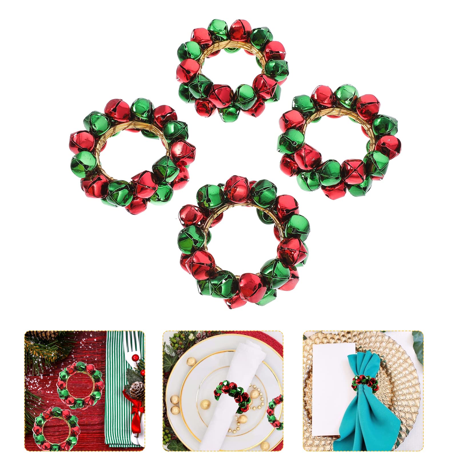 12 STK Weihnachtsserviettenringe Christmas Decorations Table weihnachtsdeko Schreibtisch Schnallenring für Servietten Serviettenhalter mit Weihnachtsglocken Weihnachtsdekorationen IMIKEYA