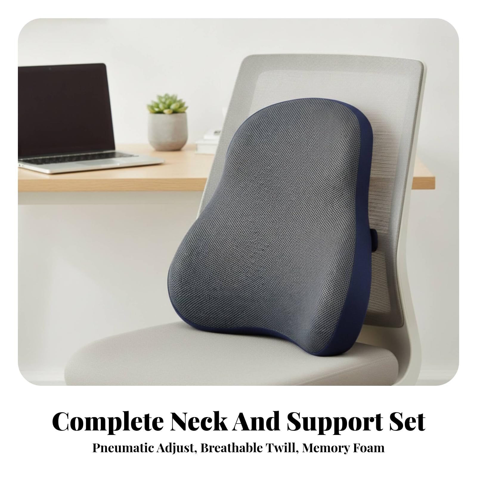 Cuscino per Schiena Sfoderabile | Design Eromico Sagomato, Cuscino Lombare in Memory Foam, Tessuto Traspirante a Rete, per Casa, Autisti, Studenti, Grigio Chiaro