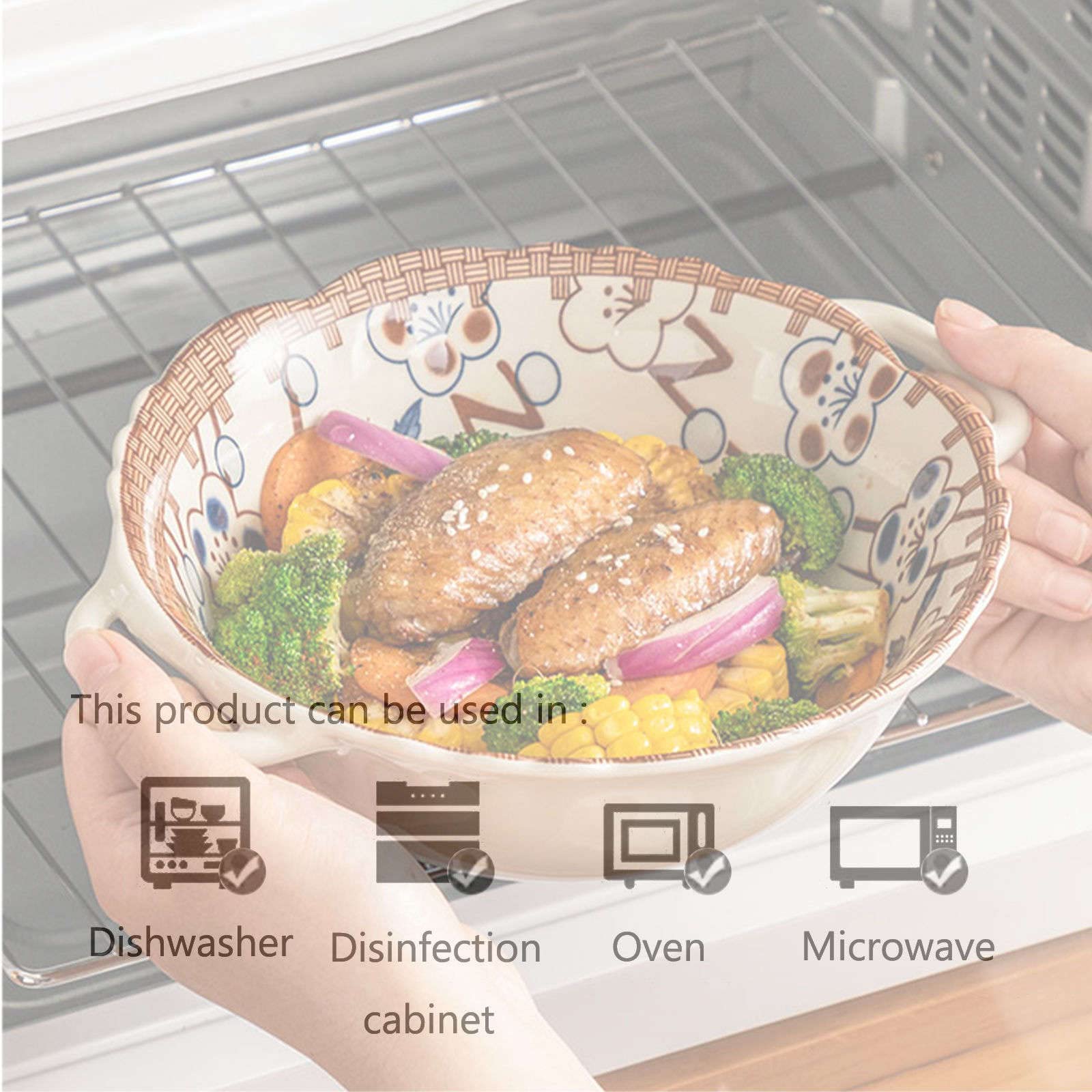 Ensaladera, Tazones De Sopa, Tazón De Cerámica Con Asa, Tazón De Ramen De Cerámica, Tazones Pho Grandes, Tazón De Sopa Apto Para Microondas, Tazón De Fideos Udon-Fu-23x20x7cm, 800ml (Color : Cherry