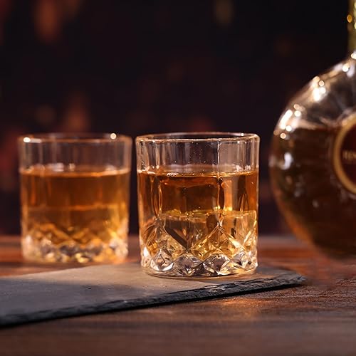 Miniatura 5 de Juego de 4 vasos de whisky de alta calidad, de 7.7 onzas, perfectos para whisky, bourbon, cócteles, vodka y licor, para hombres y mujeres