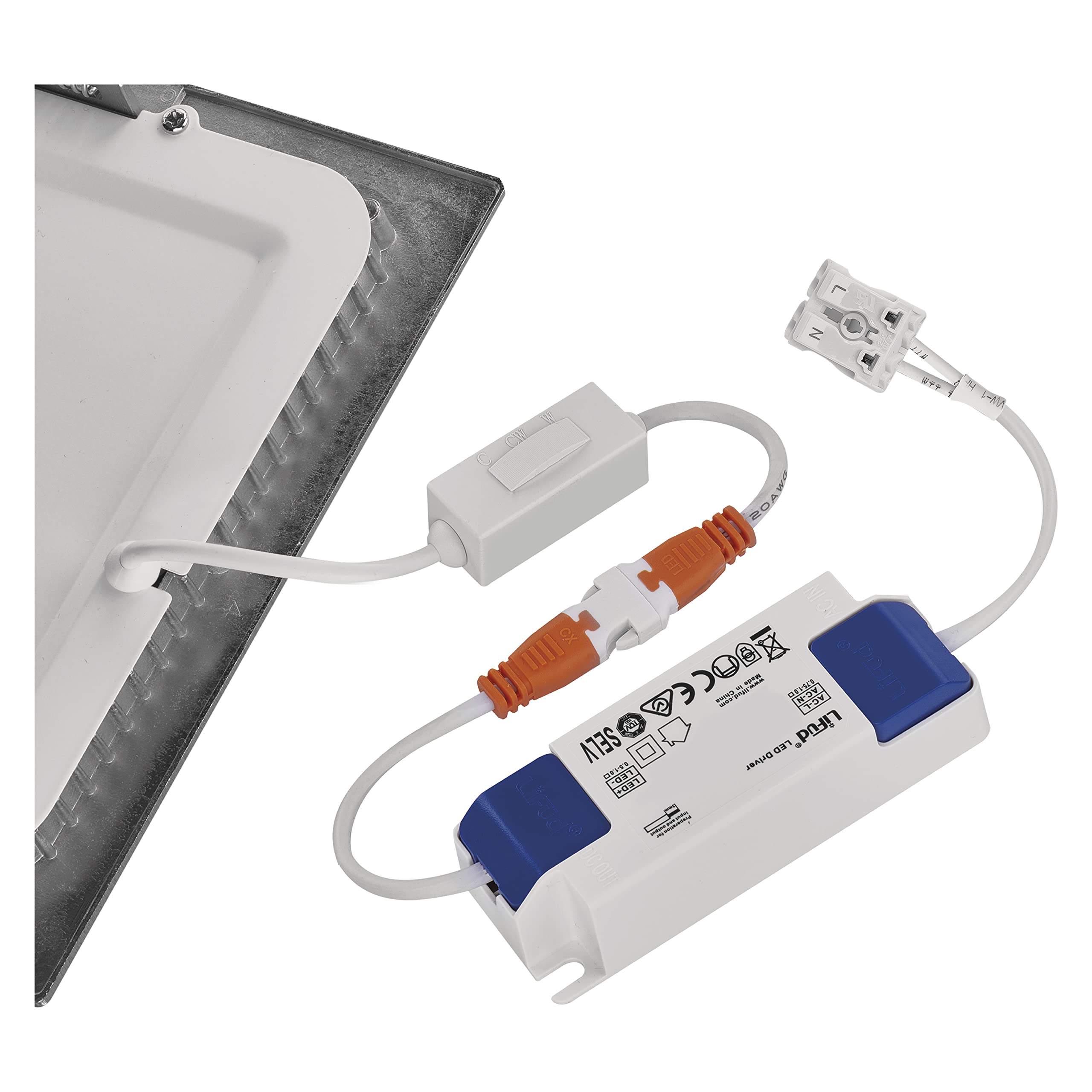 EMOS LED Panel 12,5 W, quadratische 1050 lm Einbauleuchte, Deckenleuchte 17 x 17 cm, extra flach, Einbautiefe 2,1 cm, 3 einstellbare Lichtfarben warmweiß-neutralweiß (3000-4000K), inkl. LED-Treiber