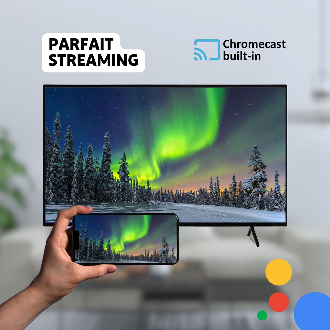 SALORA SMART40TV– TV Android avec écran LED Full HD 40 Pouces, HDR10 et HLG, Wi-FI, Bluetooth, 3X HDMI, Tuner DVB-T2/S2, Commande vocale, Classe énergétique F, TV LED compacte pour la mai