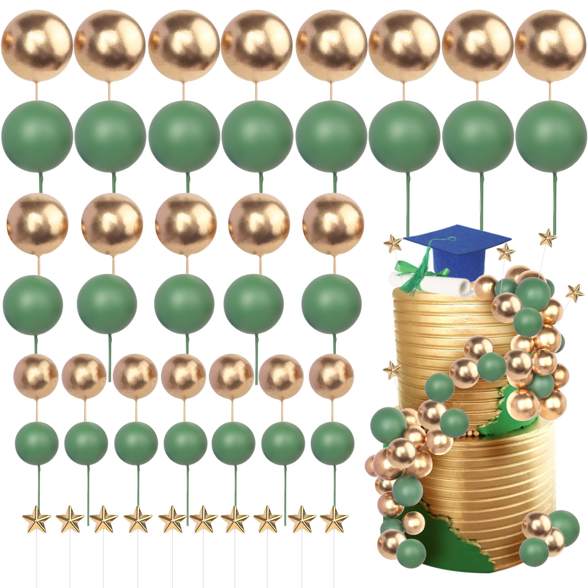 Xsstarmi Grad Cap Cake Topper Decor Star Balls Congrats Grad Diploma Done Cake Pick Class of 2026 Graduation Party Cake Decorations for Prom 2026 Graduation Party Cake Supplies Blue Green