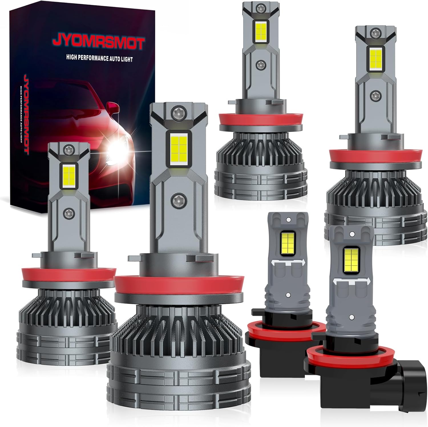 Fit for 2016 2017 2018 2019 2020 2021 2022 2023 Toyota Tacoma Accessories High Low Beam Fog Lights Bulbs Combo Pack, Super Bright 6000K White Plug-and-Play Super Bright Bulbs, Pack of 6