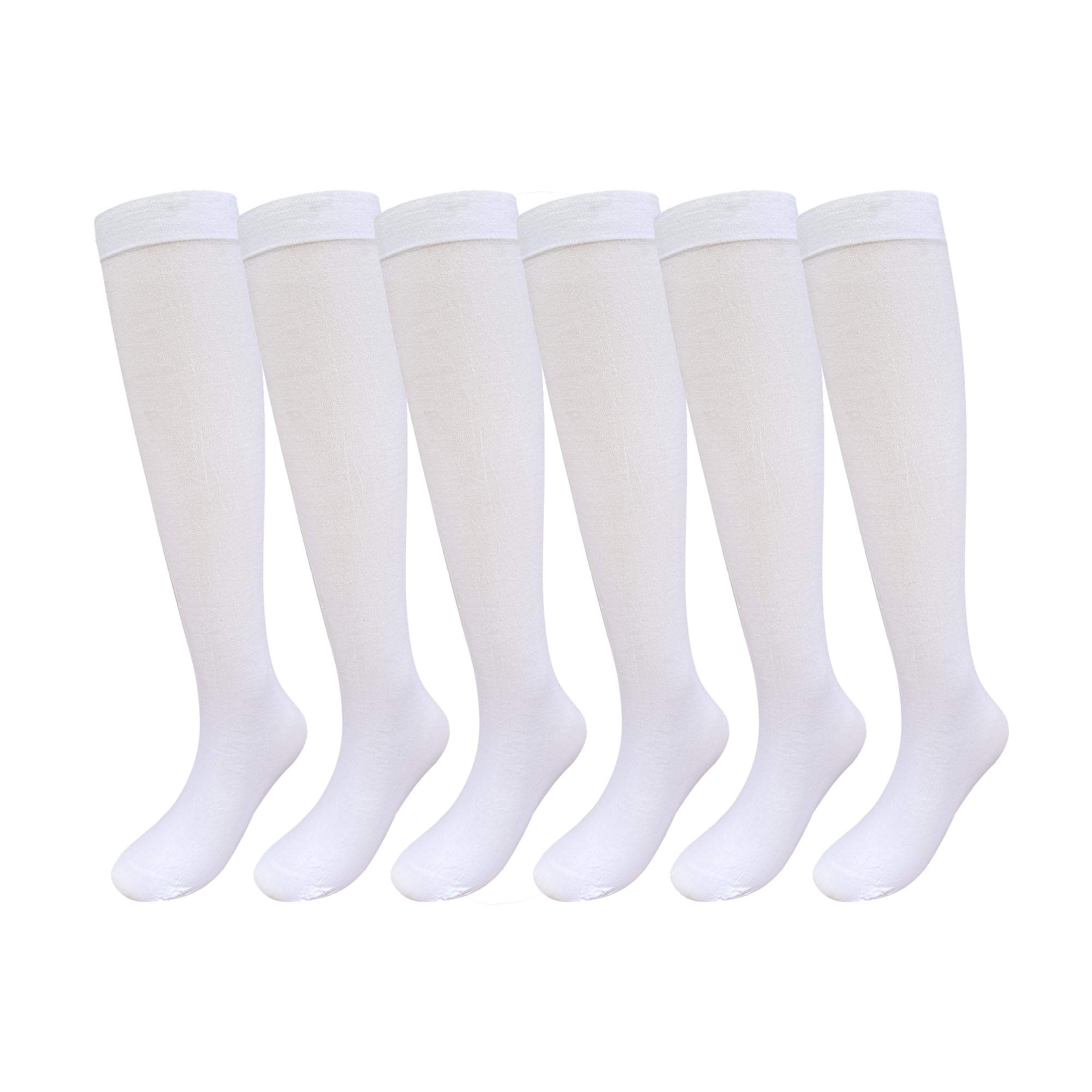 Vpogn 6 Pairs Women Opaque Stretchy Nylon Knee High Stockings Trouser Socks