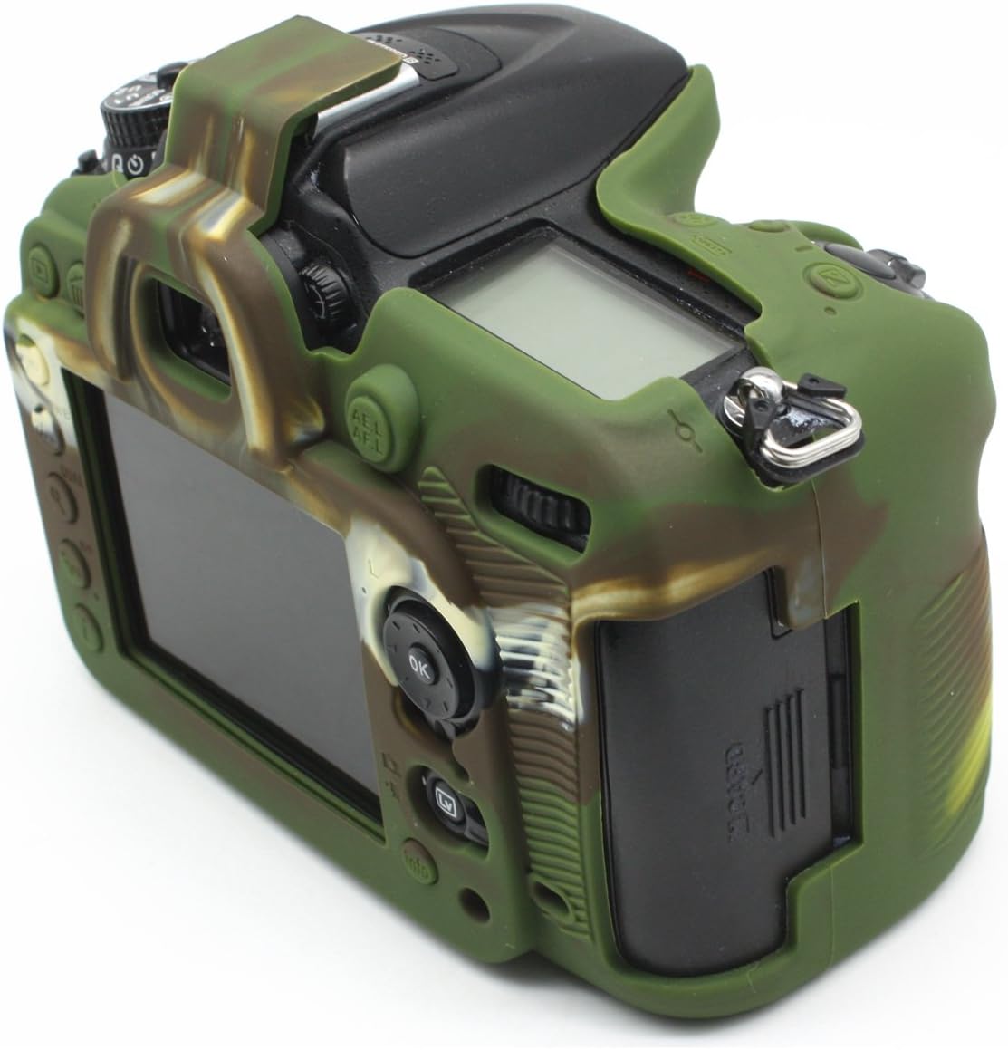 JUNIPA Professional Camera Silicone Rubber Housing Case Protective Cover for Nikon D7100 D7200 Digital SLR Camera - Army Green