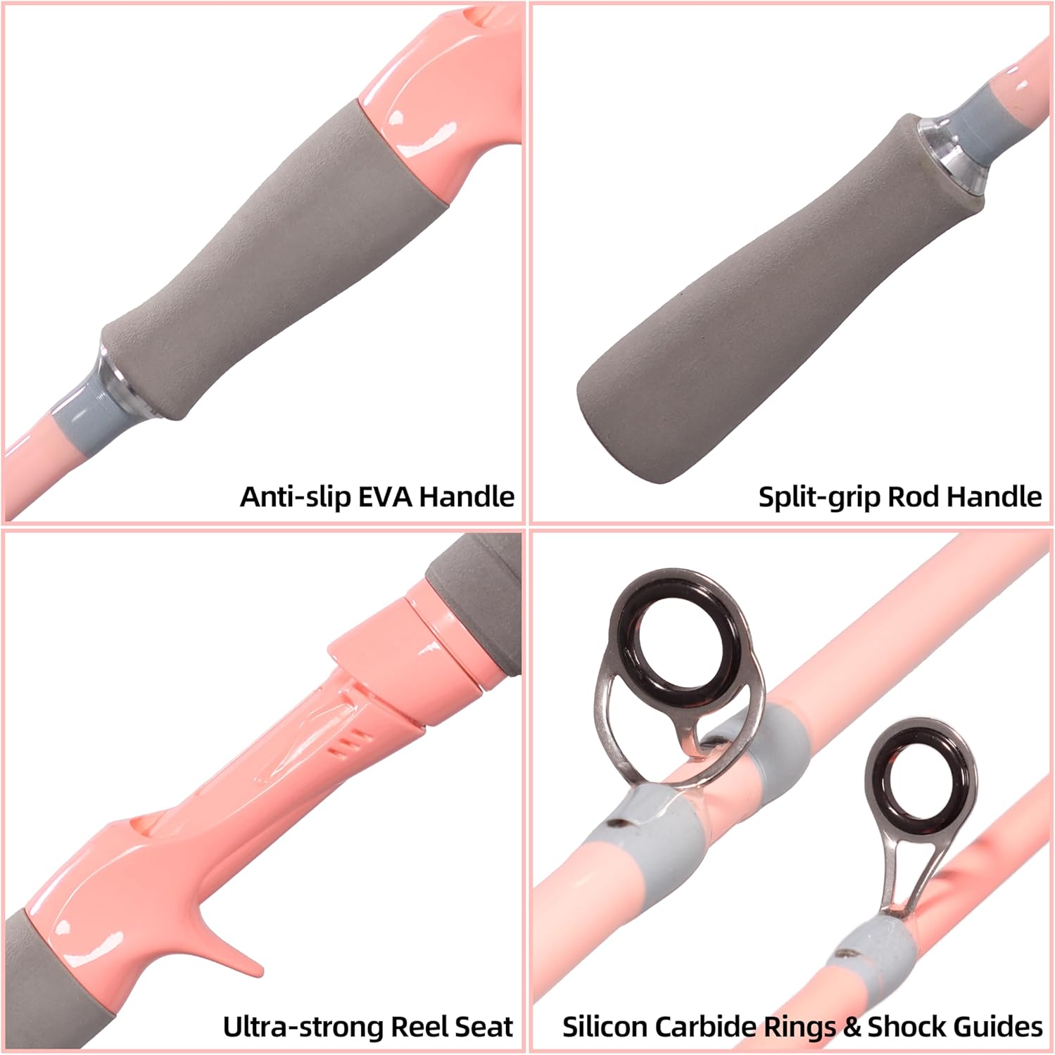 Kilitn Fishing Rod and Reel Combo, Pink Color Baitcasting Combo Baitcast Reel, 2-Piece Baitcaster Rod, Durable Fiberglass with Comfortable EVA Handle for Girl, Woman, or Beginner