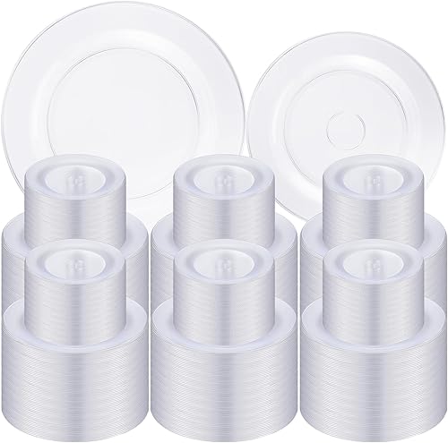 Miniatura 1 de Platos de plástico a granel, platos desechables duros y resistentes, incluye platos de aperitivo de 7.5 pulgadas y platos llanos de 10.2 pulgadas