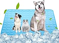 SOMOYA Self-Cooling Dog Mat - Washable Ice Silk Cooling Pad for Large Dogs & Cats, Breathable Kennel Bed, 27.5x39.4in Blue