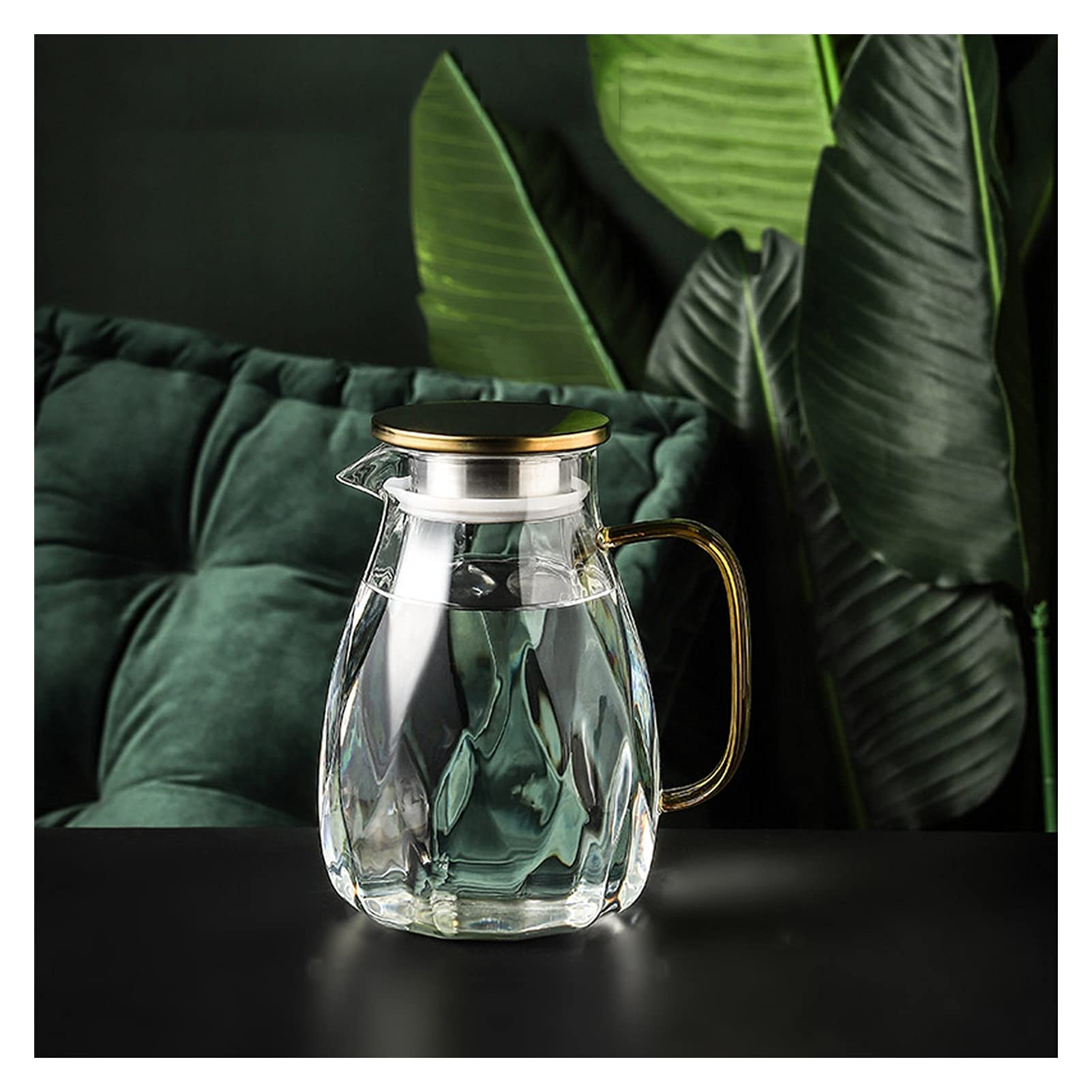 LOWLIU Caraffe di tè Freddo Borosilicato Branco a Grande capacità con Manico e Coperchio for tè, Succo di Frutta, Latte e Bevande Fatti in casa Fai da Te brocche (Color : A)