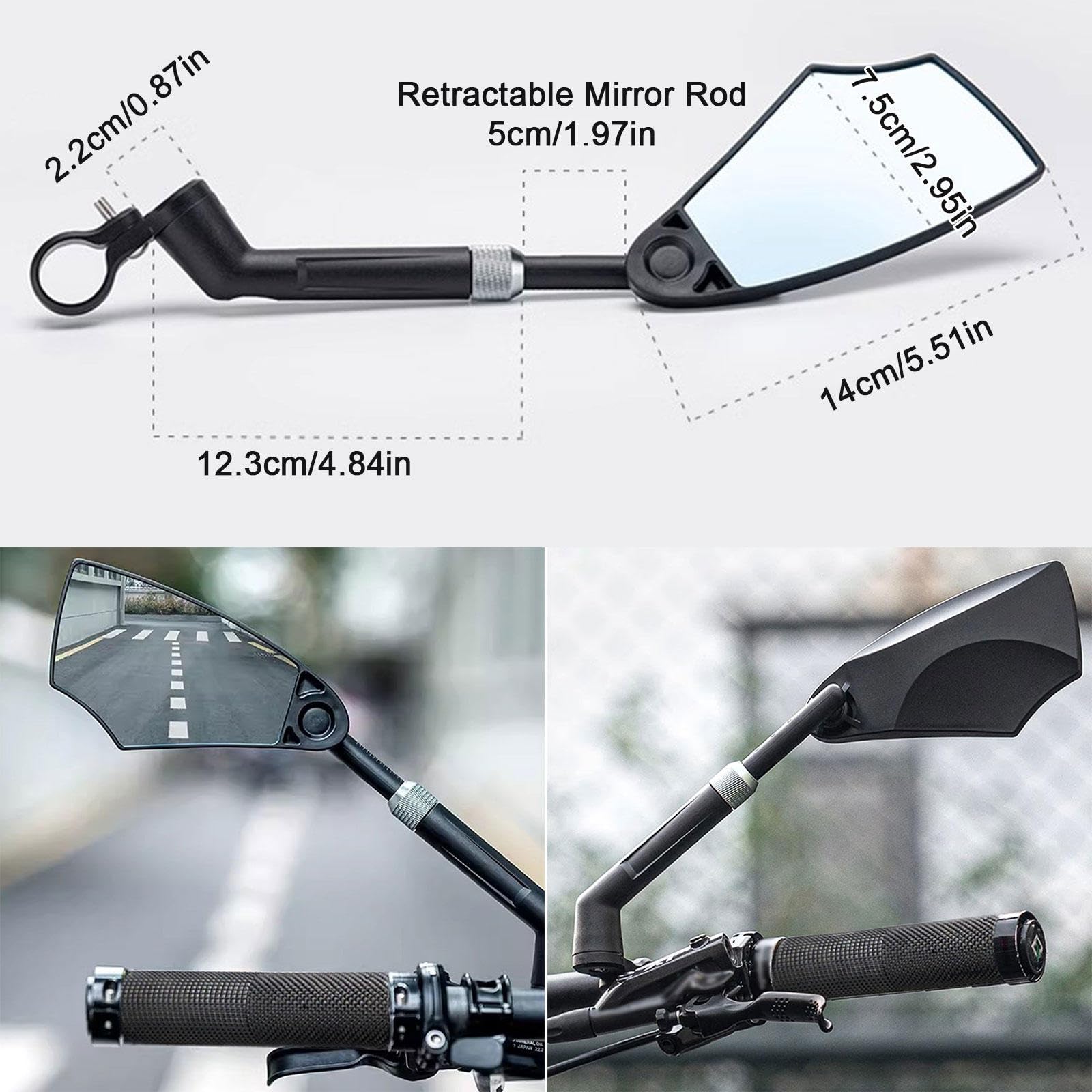 Specchietto Manubrio Bici Antiriflesso Resistente Ai Graffi - Specchietto Retrovisore per Bici con Asta Retrattile - Adatto per Manubri da 20-23 Mm e-bike Mountain Road Bike,Right