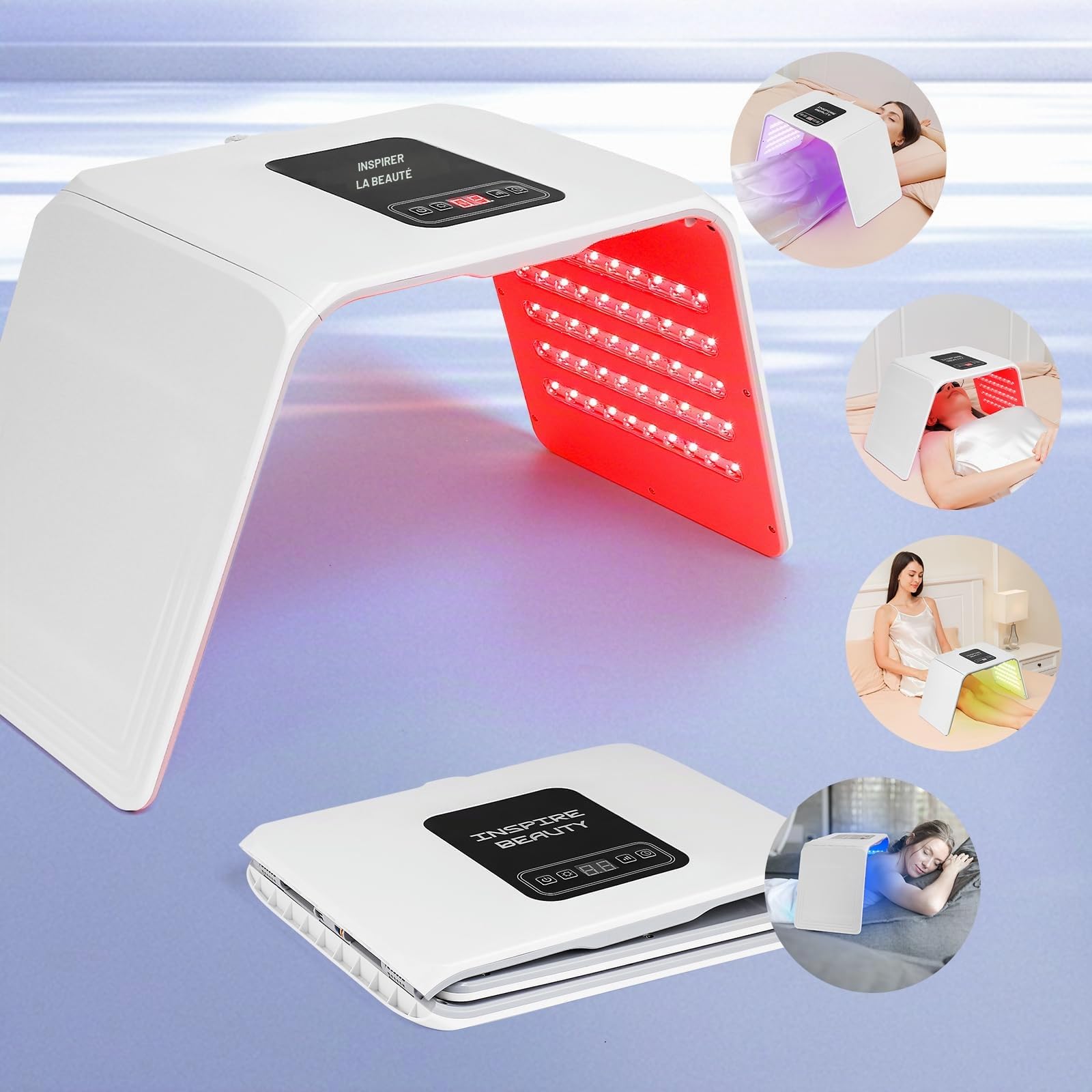 Masque LED pour le visage 7 couleurs Lampe de luminothérapie rouge pour le visage et le corps Machine de thérapie de lumière LED Utilisation à la maison et en salon