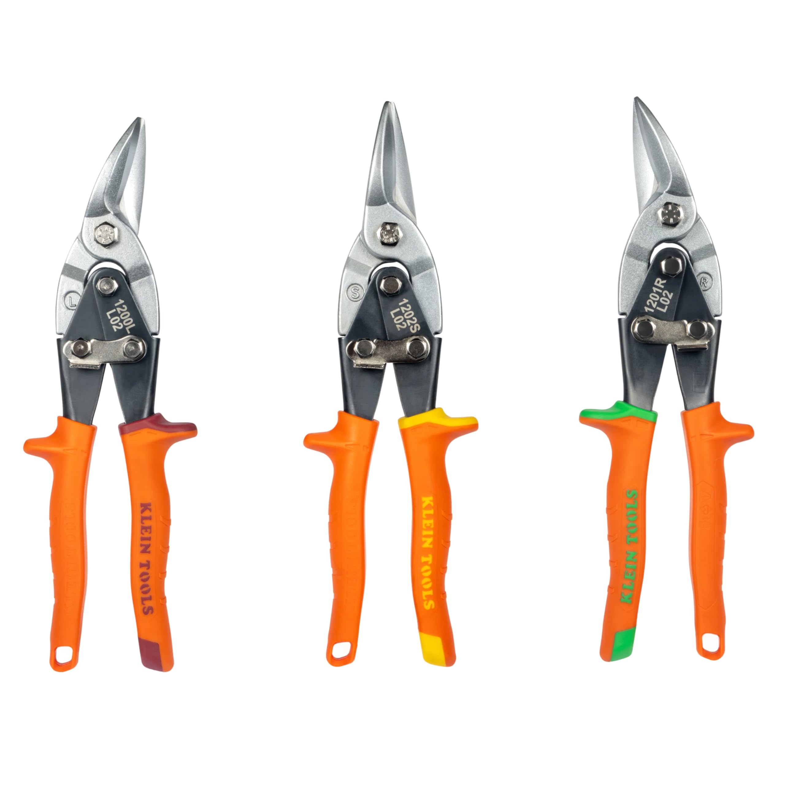 Klein Tools 120AVSKIT Aviation Snip Set, Left, Right, Straight Cut, Metal Shears with Forged Steel Blade, 3-Piece