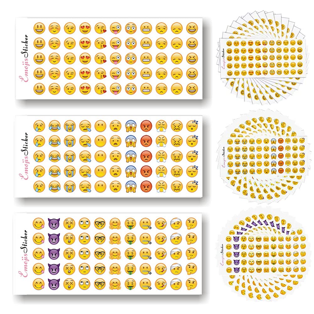 Emoji Stickers 36 Sheets Smile Emoticons Stickers for Notebook,Phone,Laptop Decoration and as Reward for Children,Total 1980 Stickers