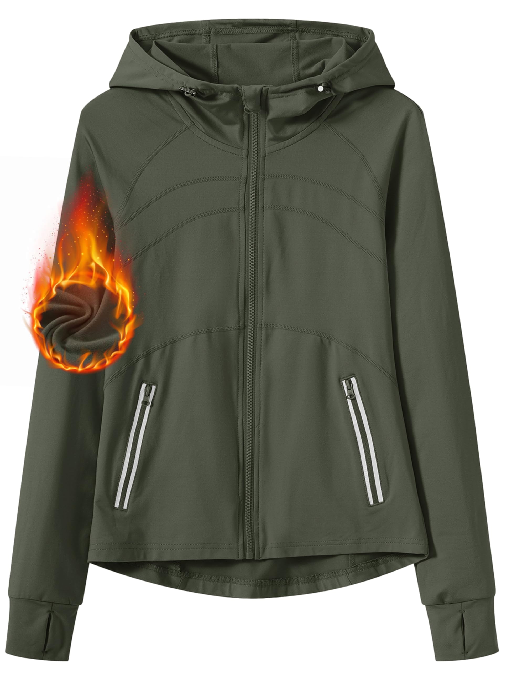 MoFiz Veste Sport Femme Veste Running Femme Polaire Chaude Veste Légère Sweat Zippé Capuche