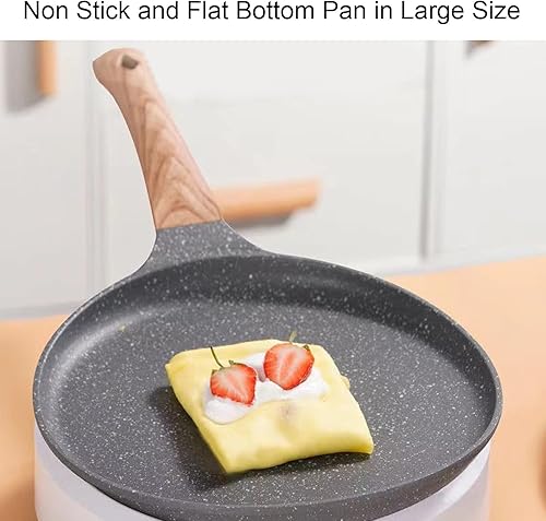 Miniatura 4 de Sartén antiadherente para panqueques, parte inferior plana, calefacción uniforme, sin varillas, utensilios de cocina con asa, sartén para crepas
