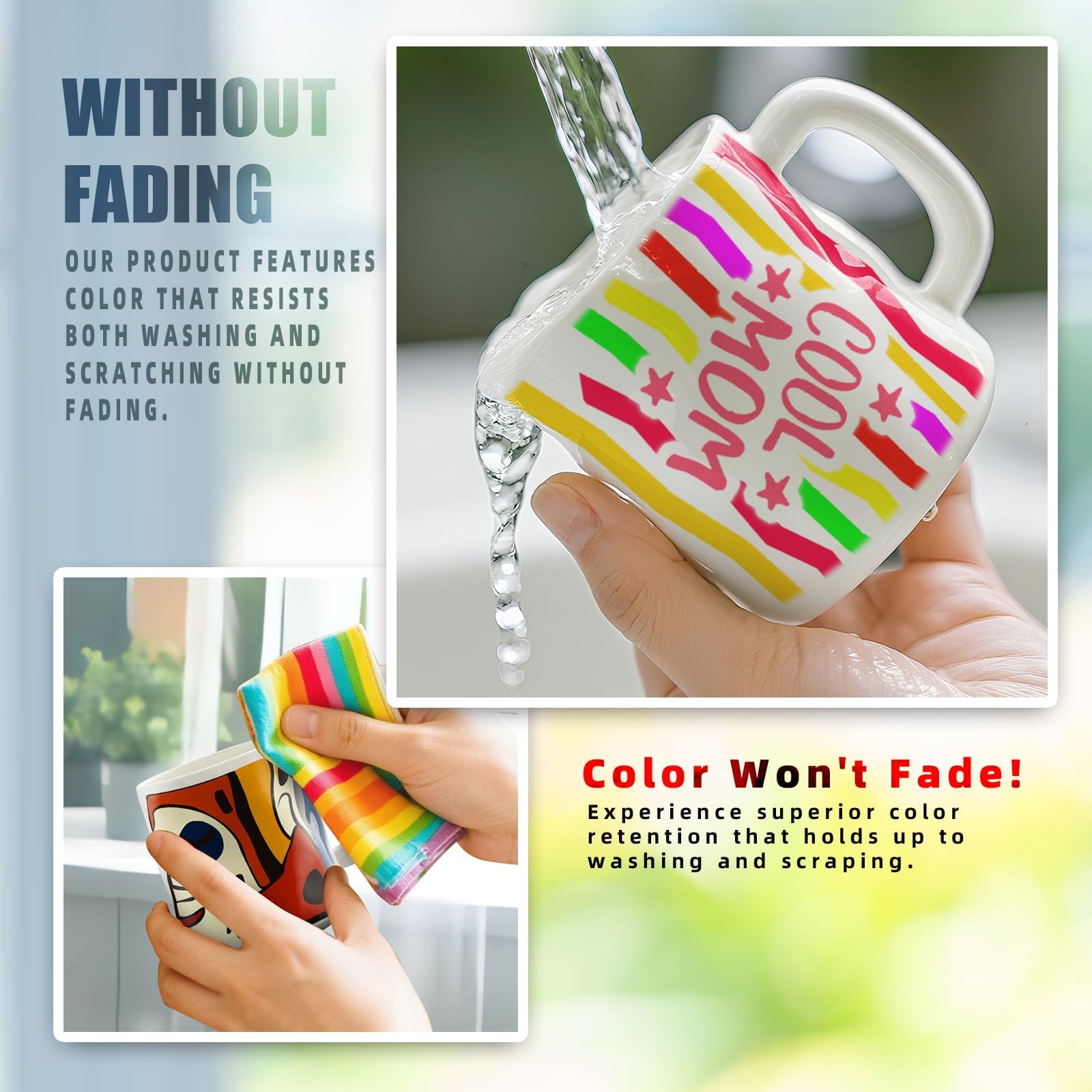 ONLYFUN Peindre la céramique - Kit de bricolage pour adultes Contient des tasses, des pinceaux, des peintures et des instructions pour peindre, Peindre des tasses, Kit créatif pour adultes