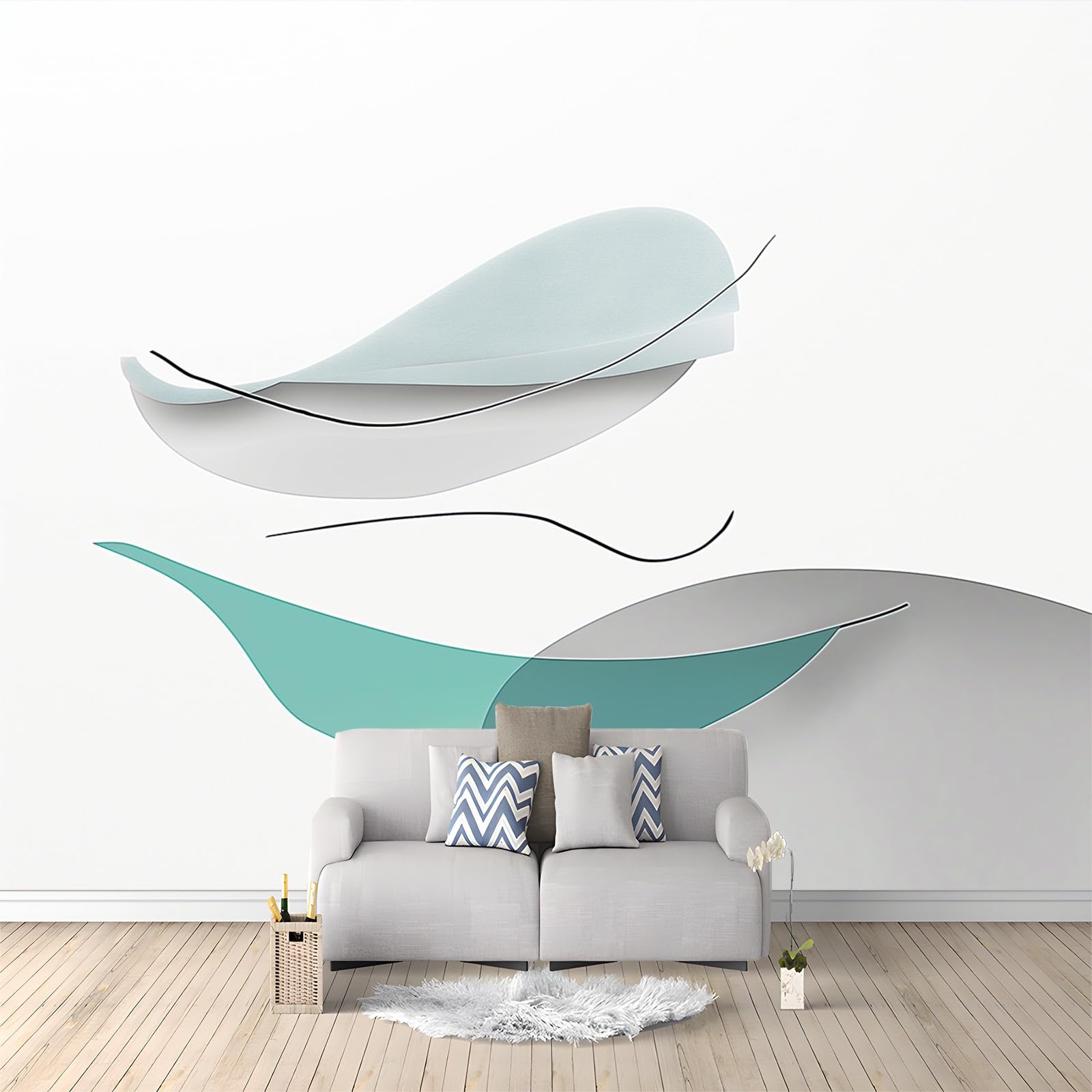 Wall Mural Minimalism Curved Paper 400 x 280 cm Photo Wallpaper, 3D Print Non-Woven Mural Wallpaper, for Living Room Bedroom Kids Room TV Sofa Background Family Wall Decor